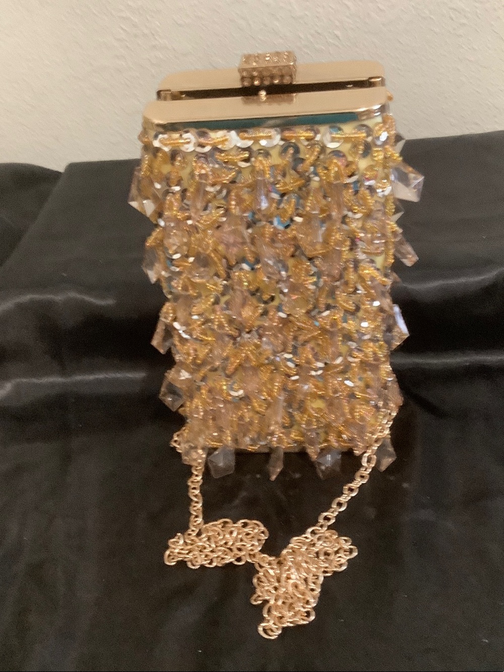 Gold Beaded Crystal Evening Bag